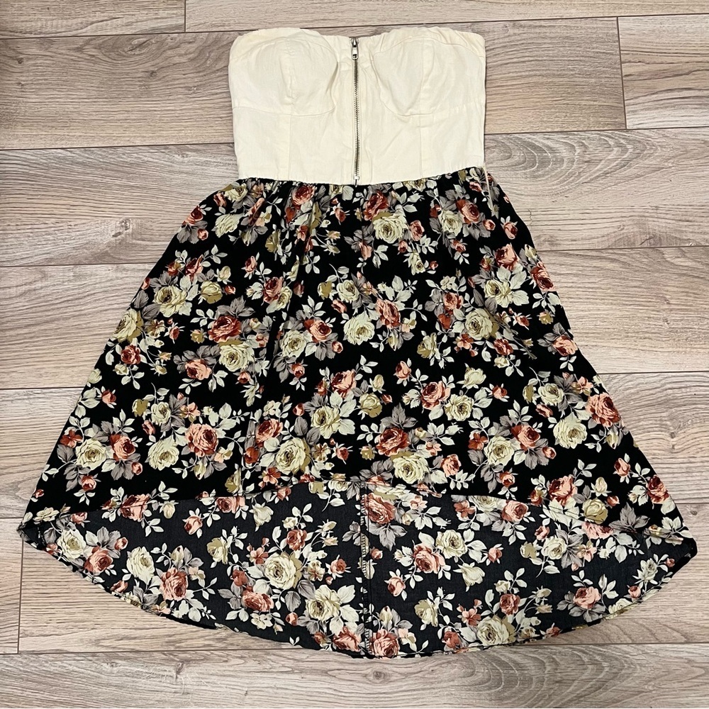 UK2LA High-Low Strapless Floral Dress - Zipper Front Top Size Small